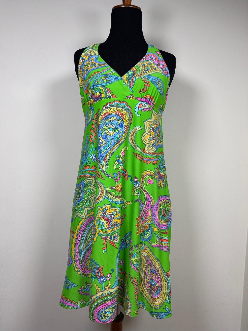 Southwind Apparel Swim Sleeveless Spunk Wear UPF50 Green Paisley Dress M